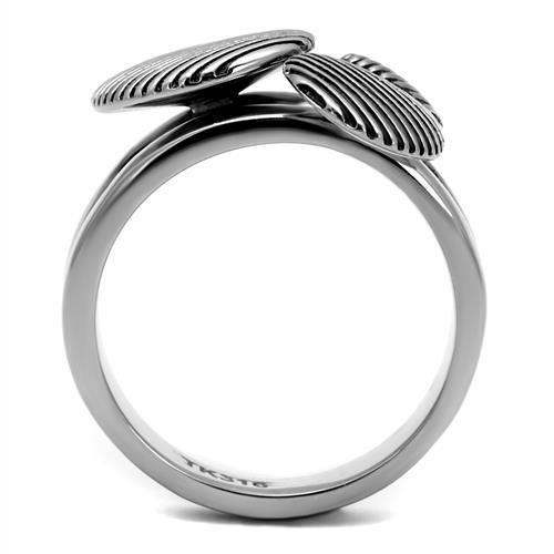 TK2973 - High polished (no plating) Stainless Steel Ring with Epoxy  in Jet Alamode