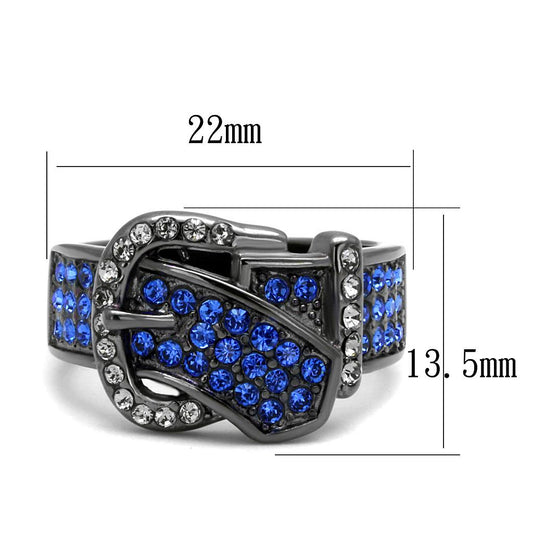 TK2995 - IP Light Black  (IP Gun) Stainless Steel Ring with Top Grade Crystal  in Multi Color Alamode