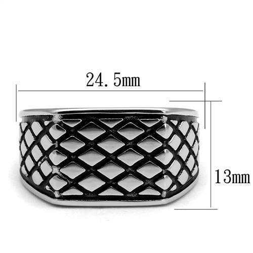 TK3009 - High polished (no plating) Stainless Steel Ring with Epoxy  in Jet Alamode