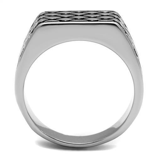 TK3009 - High polished (no plating) Stainless Steel Ring with Epoxy  in Jet Alamode