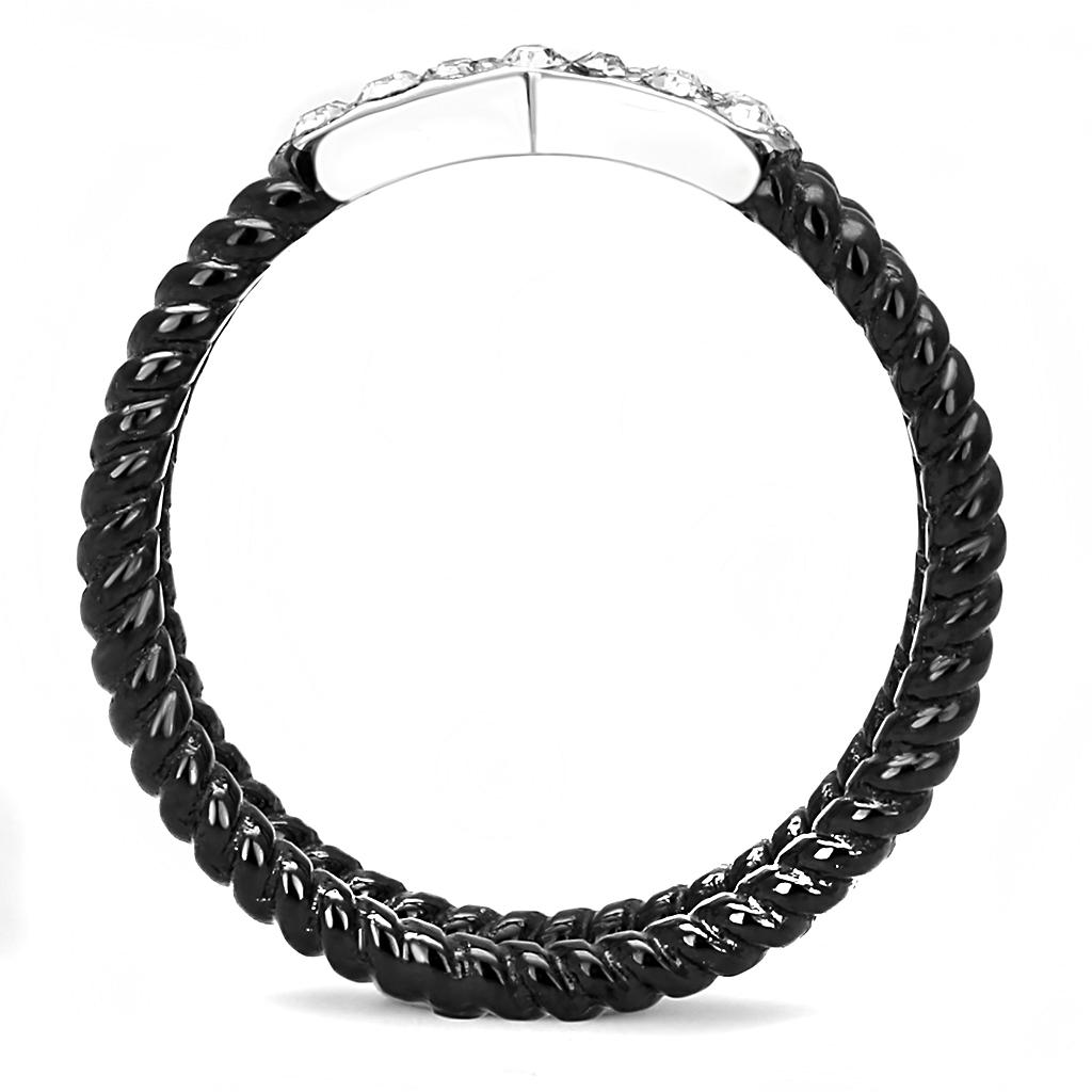 TK3053 - Two-Tone IP Black (Ion Plating) Stainless Steel Ring with Top Grade Crystal  in Clear Alamode