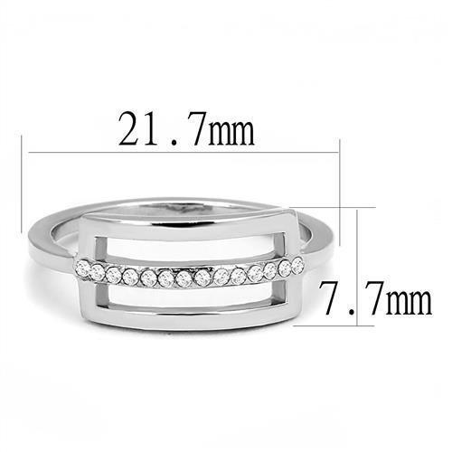 TK3177 - High polished (no plating) Stainless Steel Ring with AAA Grade CZ  in Clear Alamode