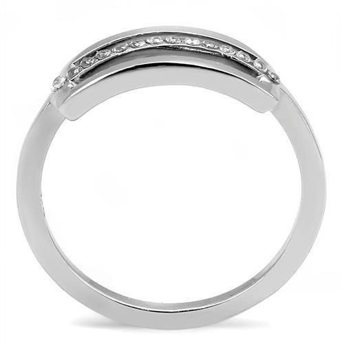 TK3177 - High polished (no plating) Stainless Steel Ring with AAA Grade CZ  in Clear Alamode