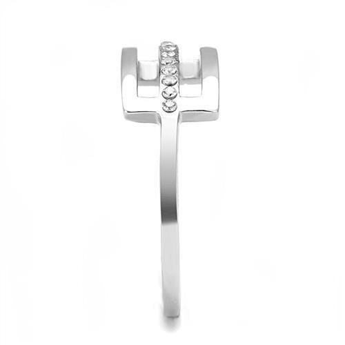 TK3177 - High polished (no plating) Stainless Steel Ring with AAA Grade CZ  in Clear Alamode