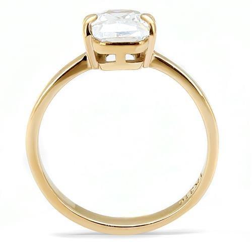 TK3179 - IP Rose Gold(Ion Plating) Stainless Steel Ring with AAA Grade CZ  in Clear Alamode