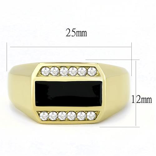 TK3222 - IP Gold(Ion Plating) Stainless Steel Ring with AAA Grade CZ  in Clear Alamode