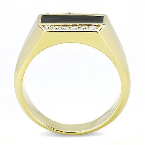 TK3222 - IP Gold(Ion Plating) Stainless Steel Ring with AAA Grade CZ  in Clear Alamode