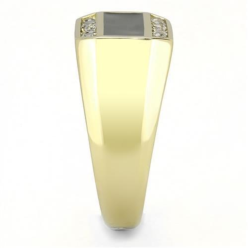 TK3222 - IP Gold(Ion Plating) Stainless Steel Ring with AAA Grade CZ  in Clear Alamode