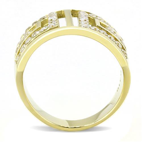 TK3238 - IP Gold(Ion Plating) Stainless Steel Ring with AAA Grade CZ  in Clear Alamode