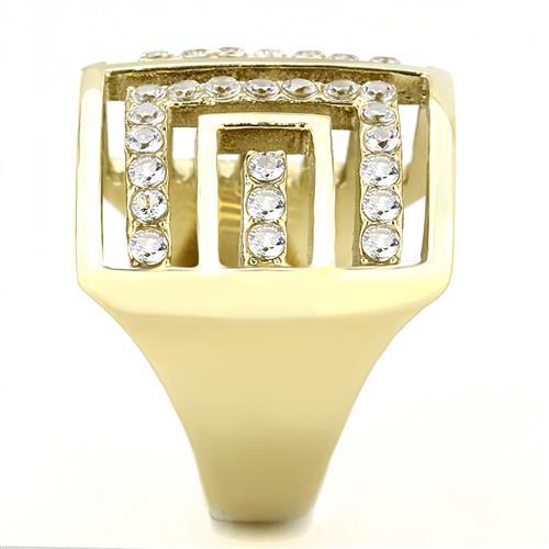 TK3238 - IP Gold(Ion Plating) Stainless Steel Ring with AAA Grade CZ  in Clear Alamode