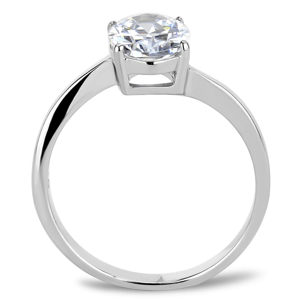 TK3433 - High polished (no plating) Stainless Steel Ring with AAA Grade CZ  in Clear Alamode
