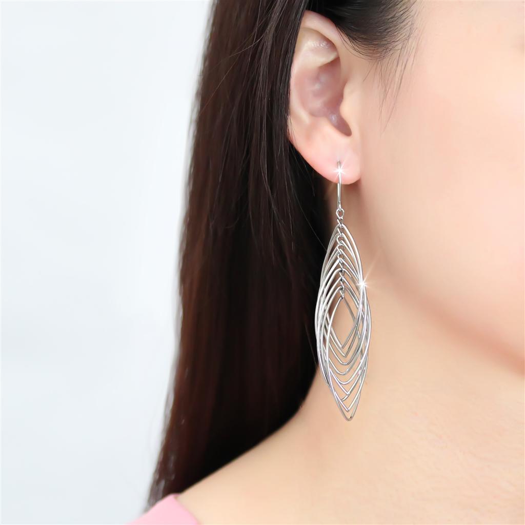 TK3500 - High polished (no plating) Stainless Steel Earrings with No Stone Alamode