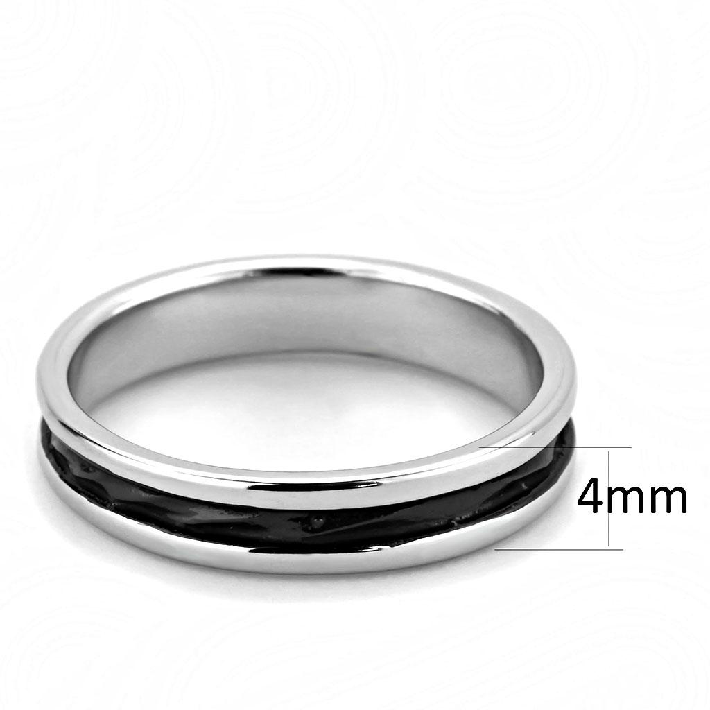 TK3502 - Two-Tone IP Black (Ion Plating) Stainless Steel Ring with No Stone Alamode