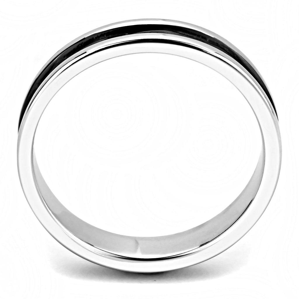 TK3502 - Two-Tone IP Black (Ion Plating) Stainless Steel Ring with No Stone Alamode