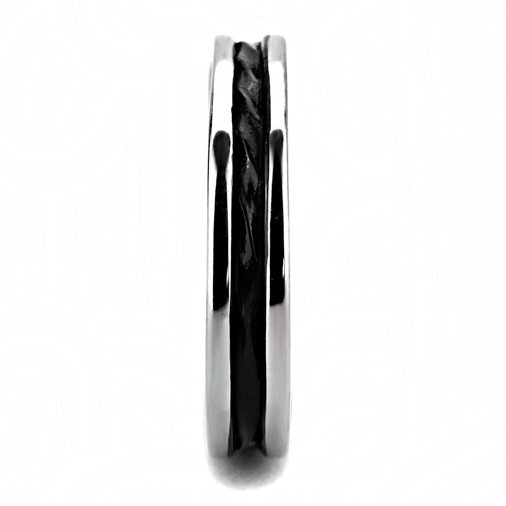 TK3502 - Two-Tone IP Black (Ion Plating) Stainless Steel Ring with No Stone Alamode