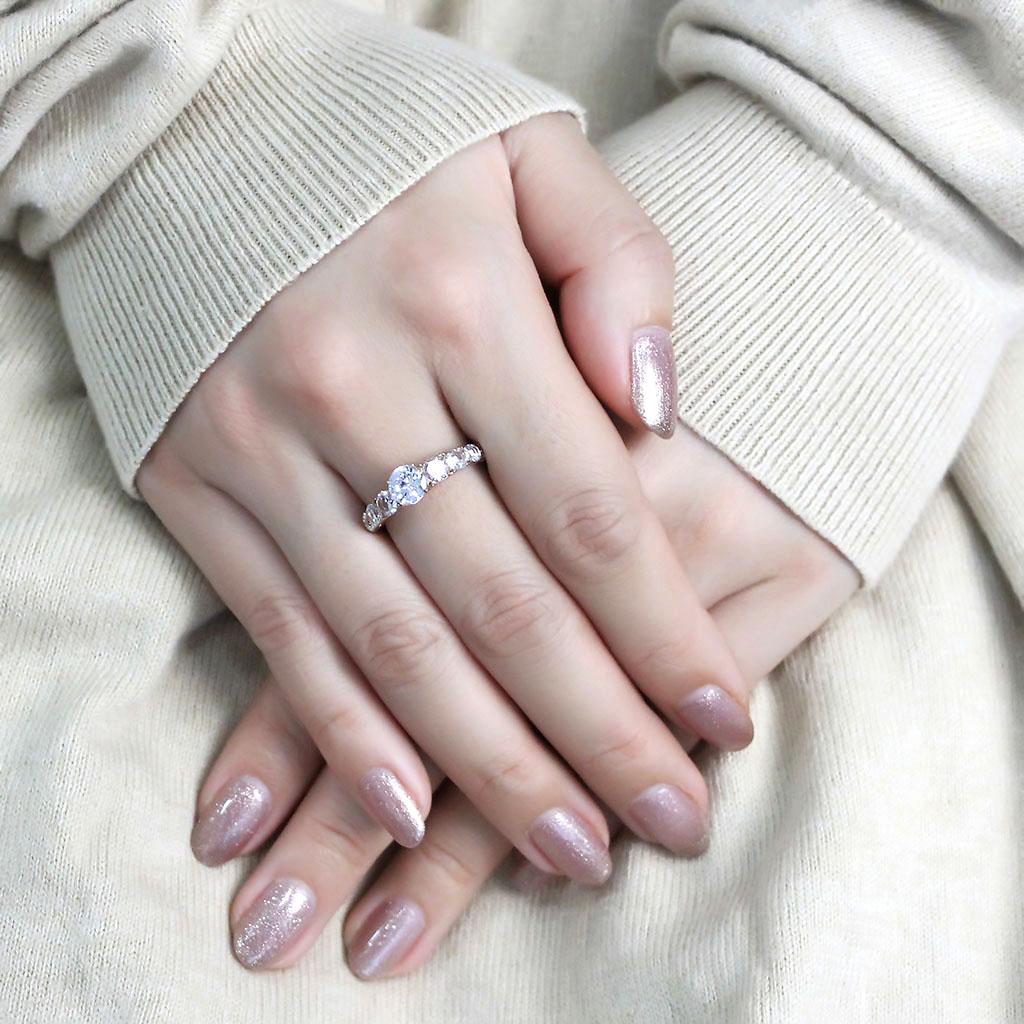 TK3516 - IP Rose Gold(Ion Plating) Stainless Steel Ring with AAA Grade CZ  in Clear-4