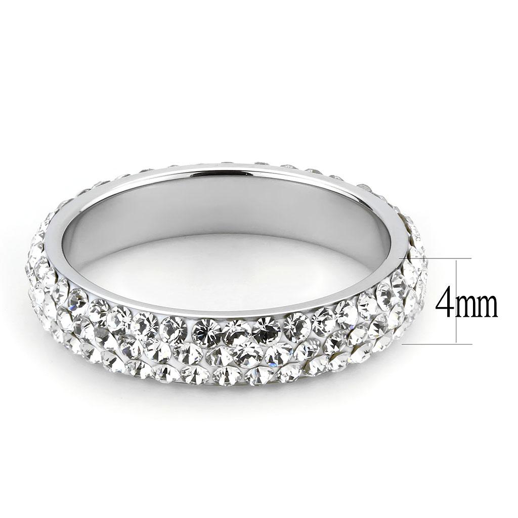 TK3533 - High polished (no plating) Stainless Steel Ring with Top Grade Crystal  in Clear Alamode