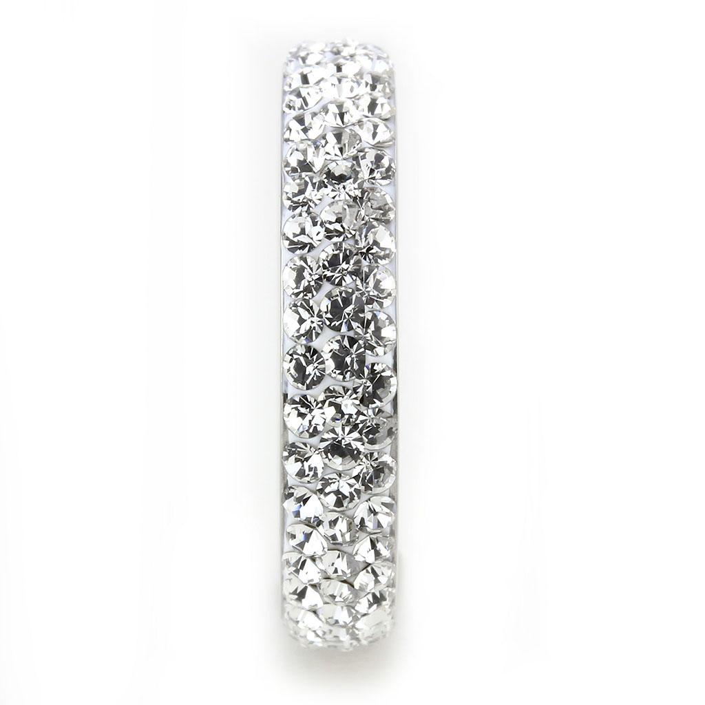 TK3533 - High polished (no plating) Stainless Steel Ring with Top Grade Crystal  in Clear Alamode