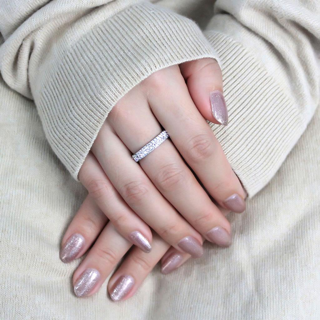 TK3533 - High polished (no plating) Stainless Steel Ring with Top Grade Crystal  in Clear Alamode