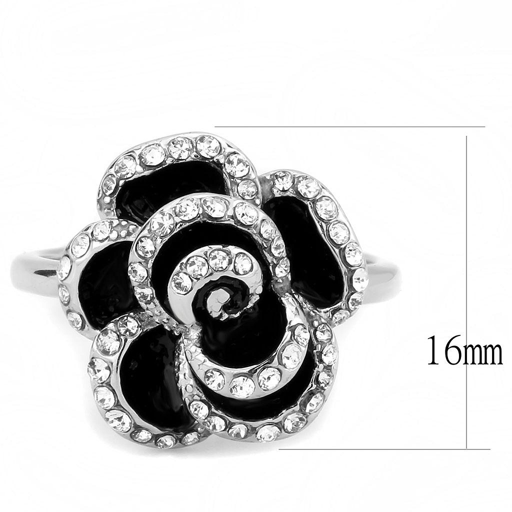 TK3577 - No Plating Stainless Steel Ring with Top Grade Crystal  in Clear Alamode