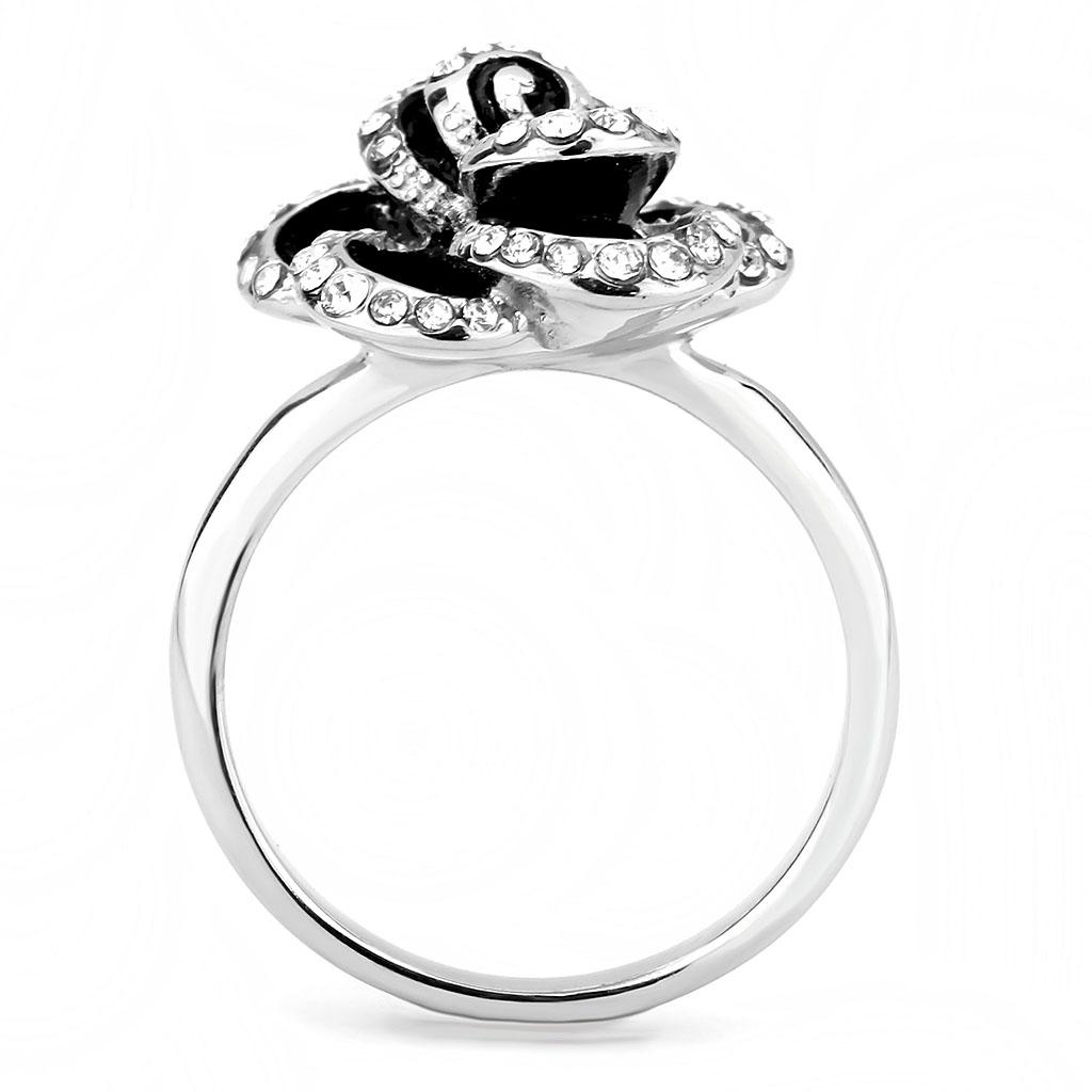 TK3577 - No Plating Stainless Steel Ring with Top Grade Crystal  in Clear Alamode