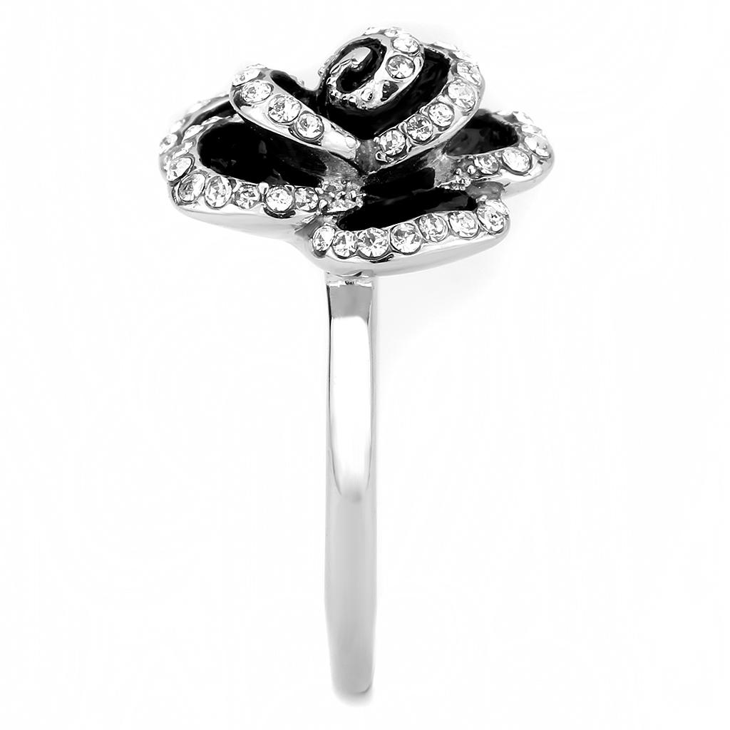 TK3577 - No Plating Stainless Steel Ring with Top Grade Crystal  in Clear Alamode
