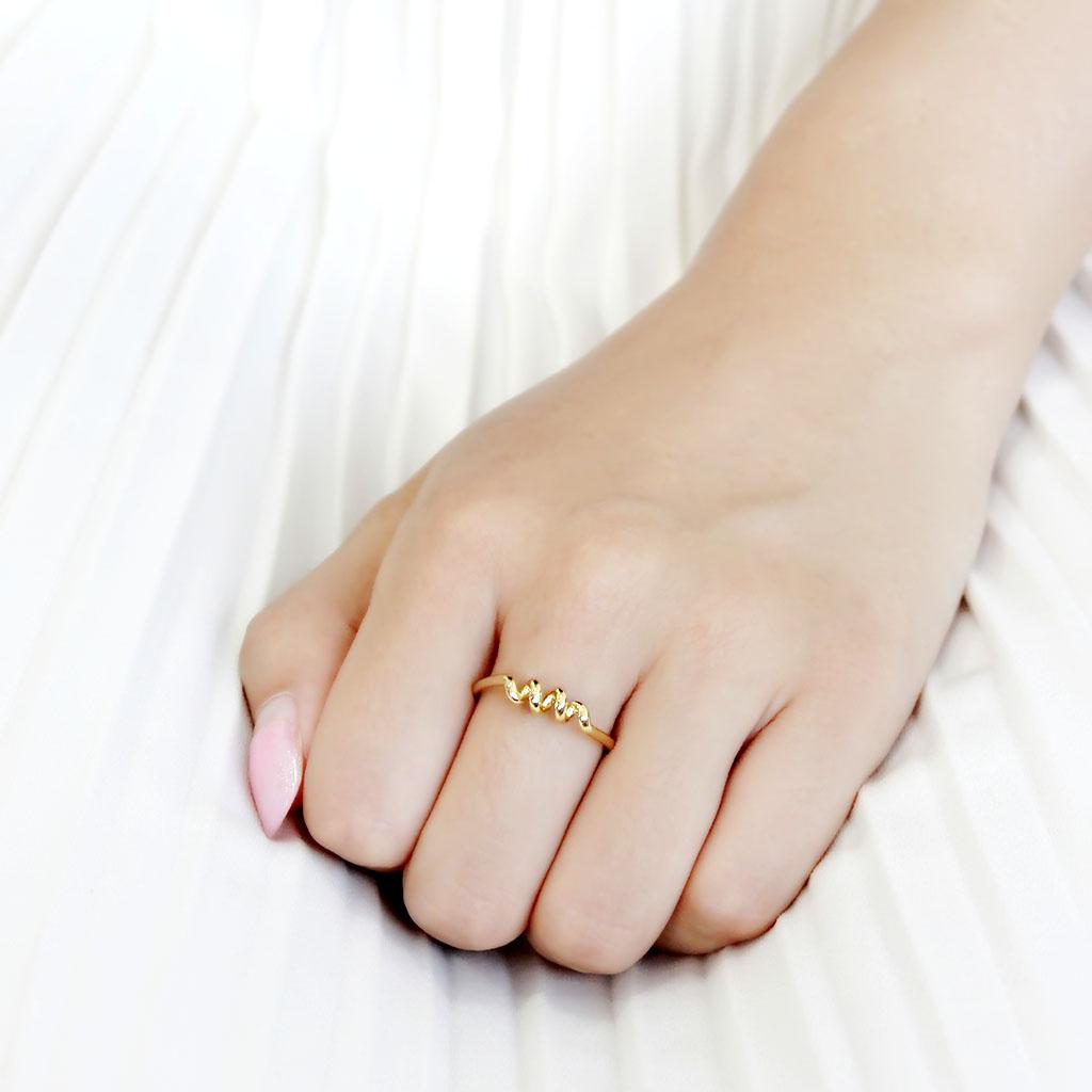 TK3626 - IP Gold(Ion Plating) Stainless Steel Ring with No Stone Alamode