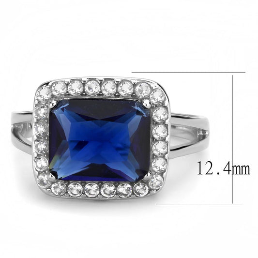 TK3696 - High polished (no plating) Stainless Steel Ring with Synthetic Synthetic Glass in Montana-1