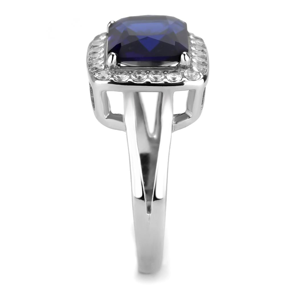 TK3696 - High polished (no plating) Stainless Steel Ring with Synthetic Synthetic Glass in Montana-3