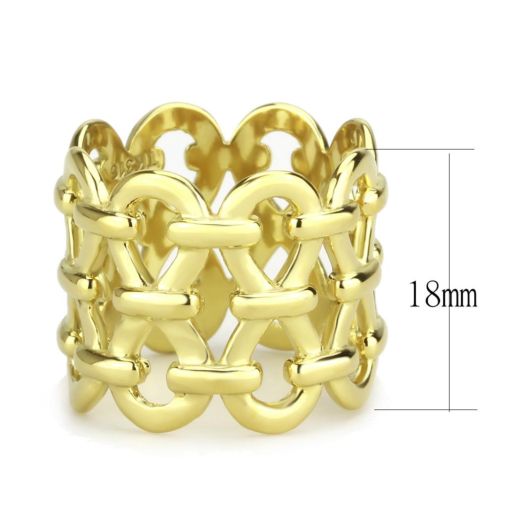TK3716 - IP Gold(Ion Plating) Stainless Steel Ring with No Stone Alamode
