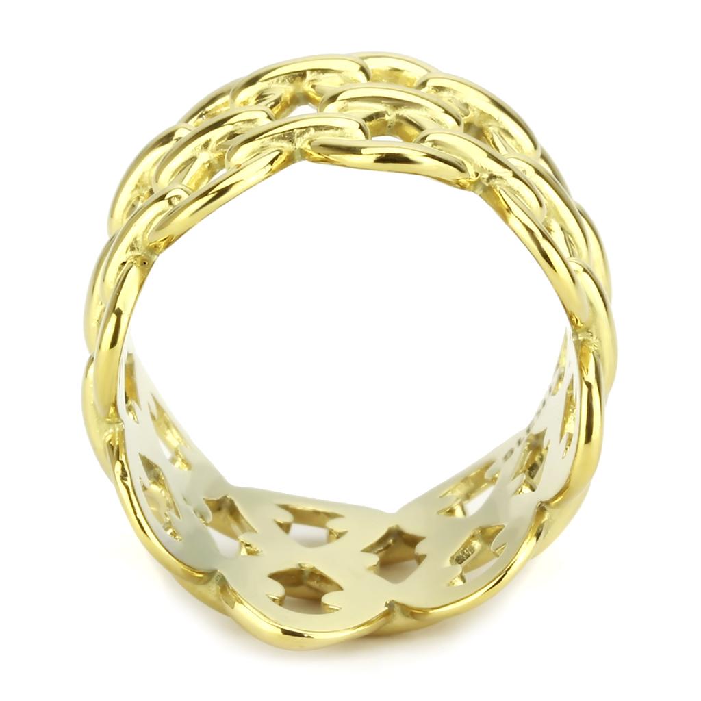 TK3716 - IP Gold(Ion Plating) Stainless Steel Ring with No Stone Alamode
