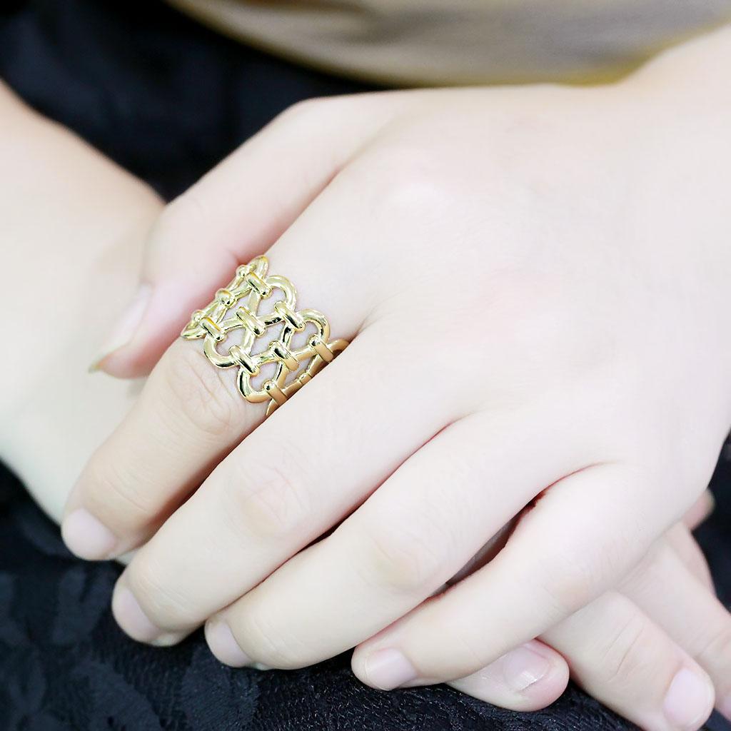TK3716 - IP Gold(Ion Plating) Stainless Steel Ring with No Stone Alamode