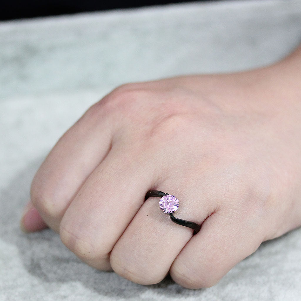 TK3739 IP Black Stainless Steel Ring with AAA Grade CZ in Rose-4