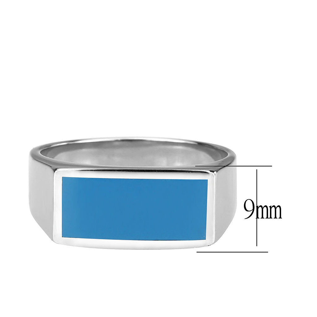 TK3770 - High polished (no plating) Stainless Steel Ring with Epoxy in SeaBlue Alamode