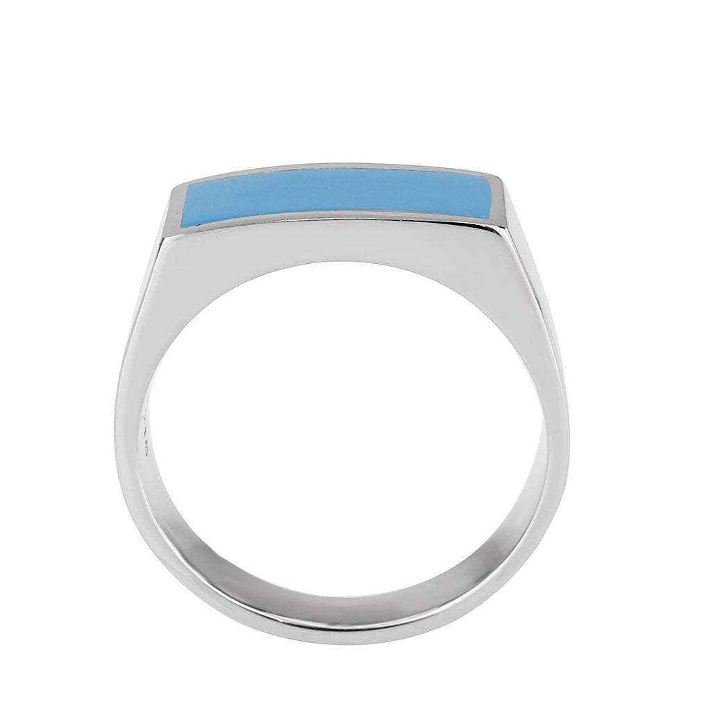 TK3770 - High polished (no plating) Stainless Steel Ring with Epoxy in SeaBlue Alamode