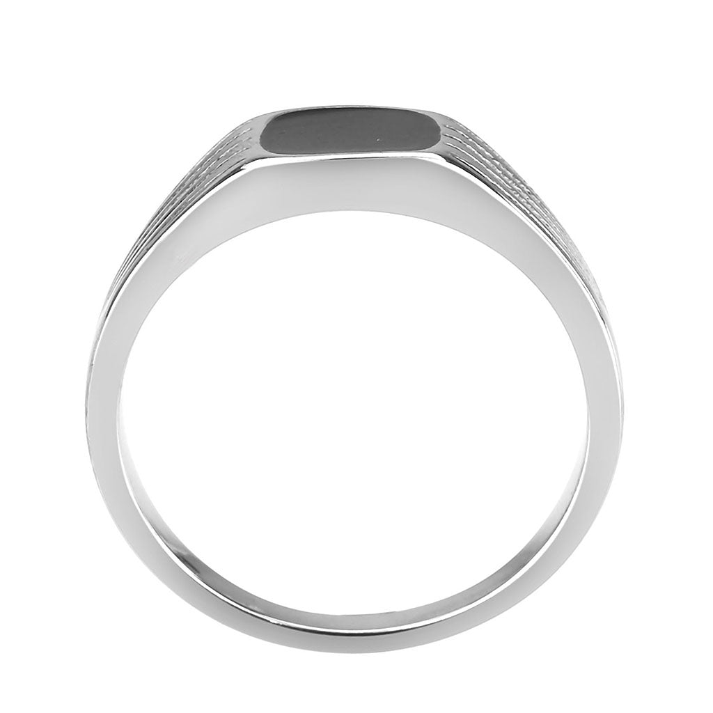 TK3772 - High polished (no plating) Stainless Steel Ring with Epoxy in Jet-2