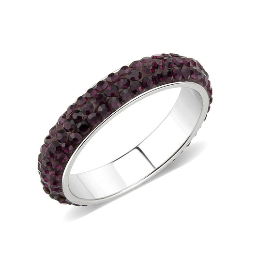 TK3837 - High polished (no plating) Stainless Steel Ring with Top Grade Crystal  in Amethyst(204) Alamode