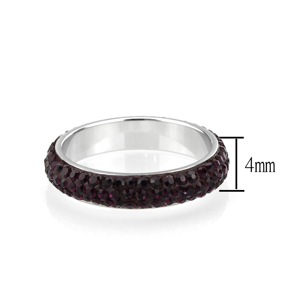 TK3837 - High polished (no plating) Stainless Steel Ring with Top Grade Crystal  in Amethyst(204) Alamode