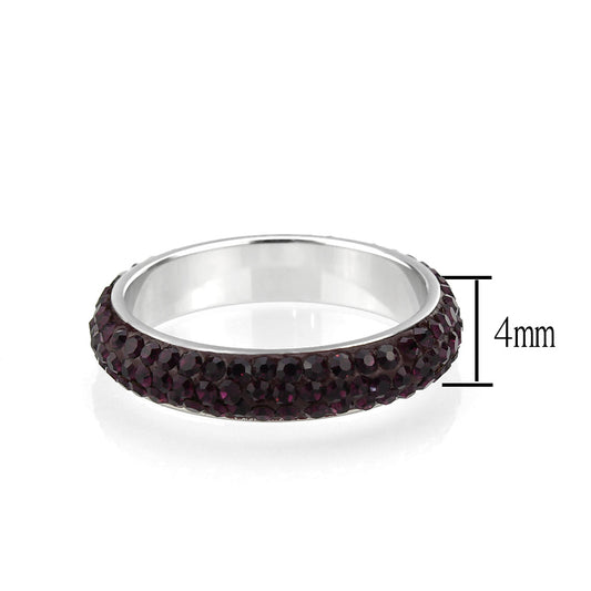 TK3837 - High polished (no plating) Stainless Steel Ring with Top Grade Crystal  in Amethyst(204) Alamode