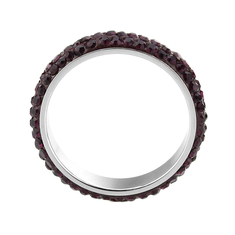 TK3837 - High polished (no plating) Stainless Steel Ring with Top Grade Crystal  in Amethyst(204) Alamode