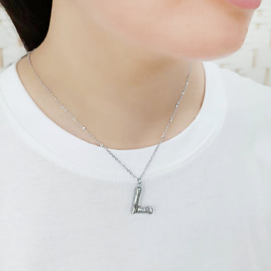 TK3853L High Polished Stainless Steel Chain Initial Pendant - Letter L-1