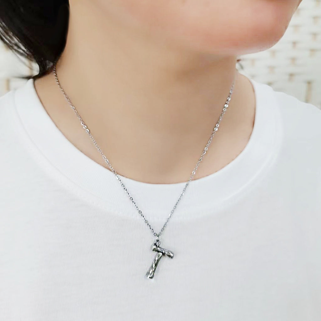 TK3853T High Polished Stainless Steel Chain Initial Pendant - Letter T Alamode