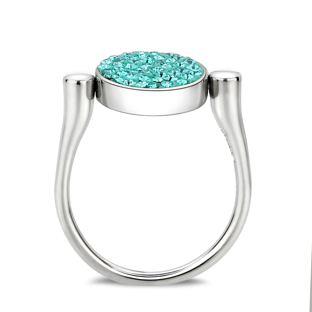 TK385412 - High polished (no plating) Stainless Steel Ring with Top Grade Crystal in Emerald-3