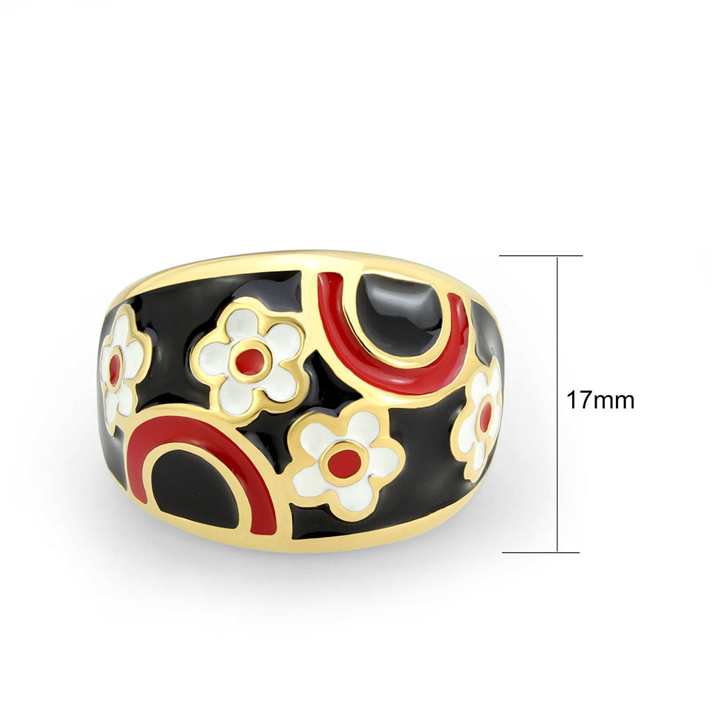 TK3880 - IP Gold(Ion Plating) Stainless Steel Ring with Epoxy in MultiColor Alamode