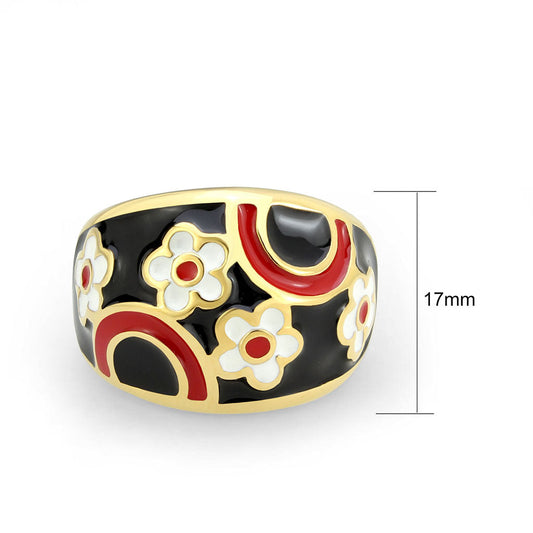 TK3880 - IP Gold(Ion Plating) Stainless Steel Ring with Epoxy in MultiColor Alamode