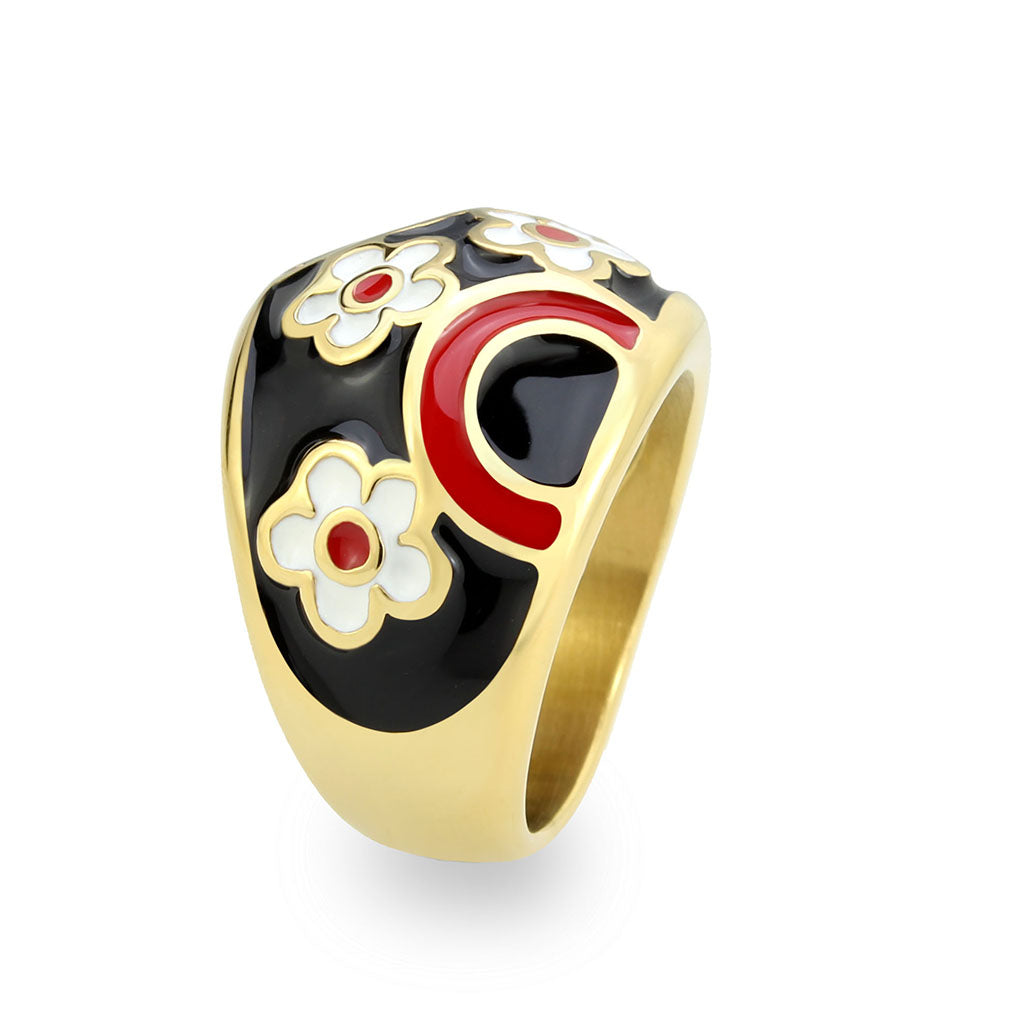 TK3880 - IP Gold(Ion Plating) Stainless Steel Ring with Epoxy in MultiColor Alamode