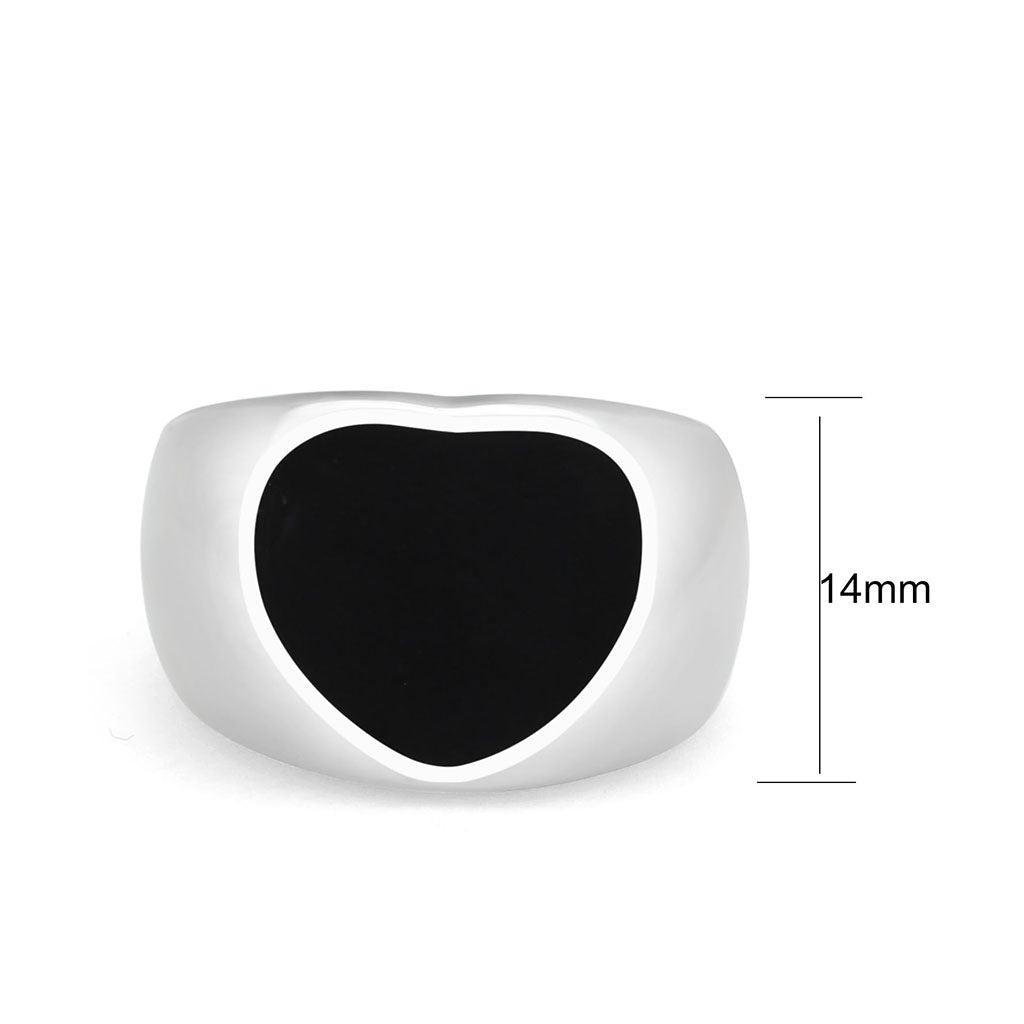 TK3882 - High polished (no plating) Stainless Steel Ring with Epoxy in Jet Alamode