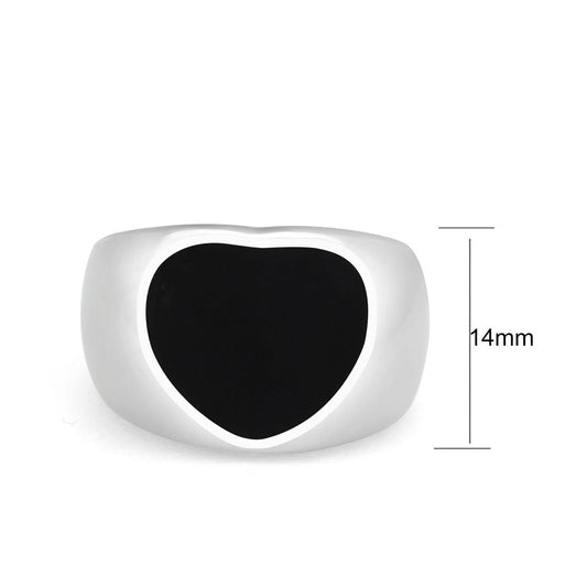 TK3882 - High polished (no plating) Stainless Steel Ring with Epoxy in Jet Alamode