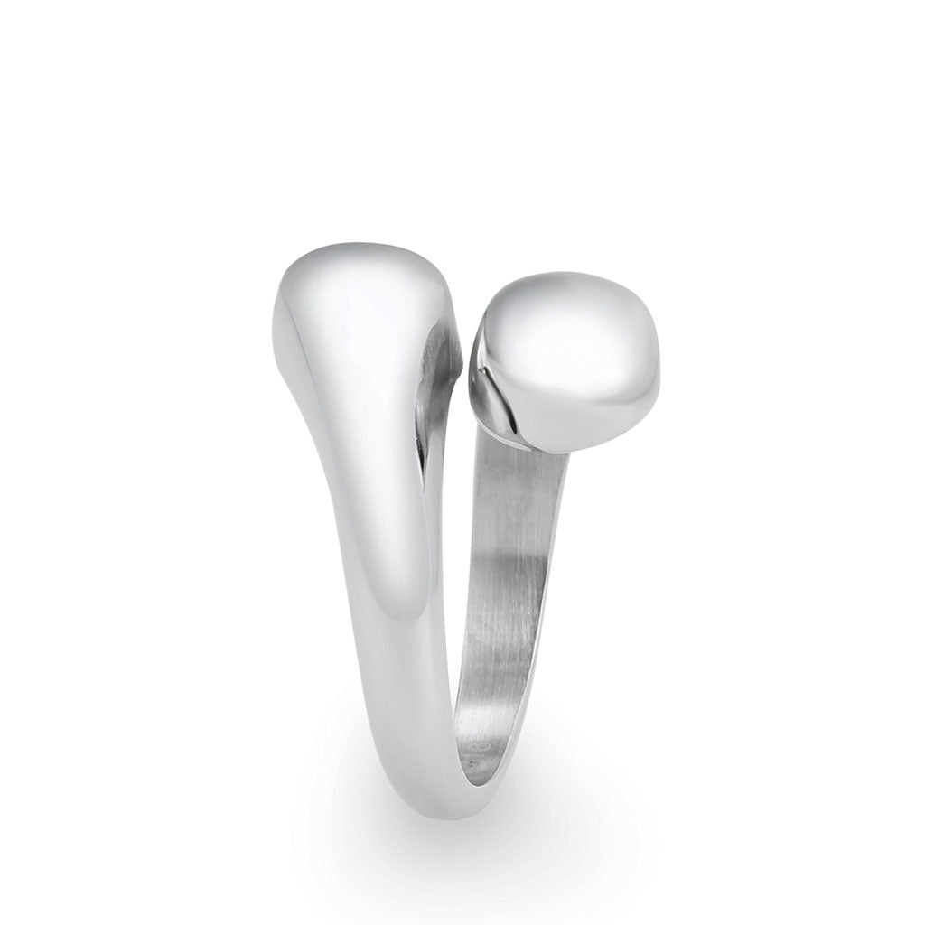 TK3883 - High polished (no plating) Stainless Steel Ring with Epoxy in Jet Alamode