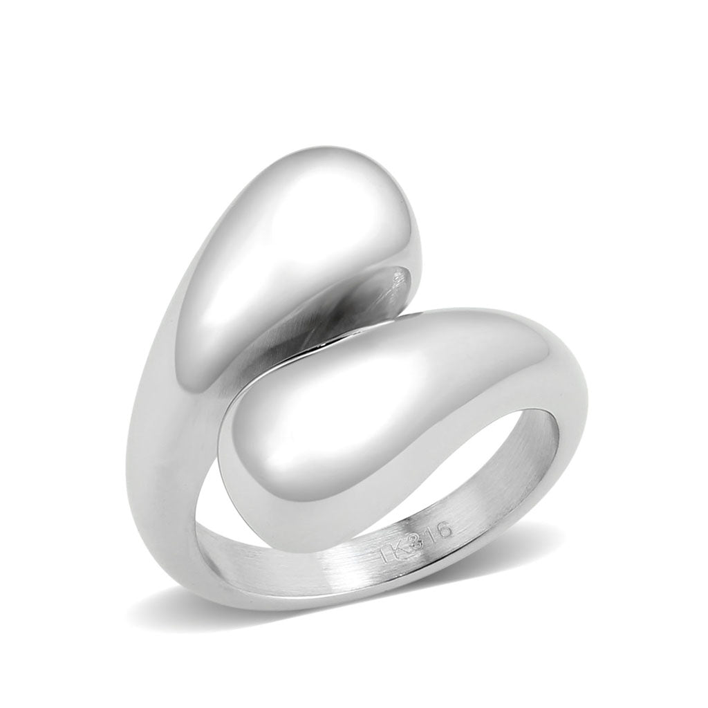 TK3883 - High polished (no plating) Stainless Steel Ring with Epoxy in Jet Alamode